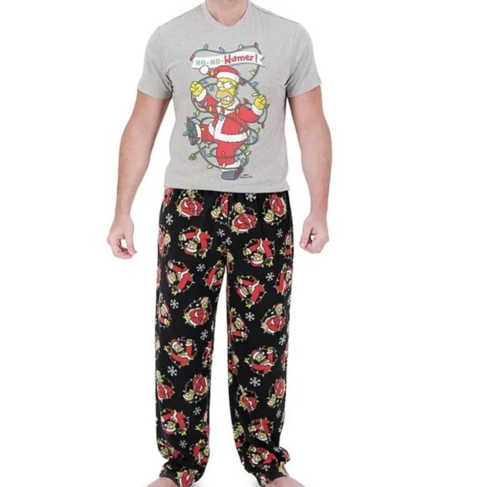 Christmas Ho Ho Homer Tee & Microfleece Pajama Sleep Pant Set
